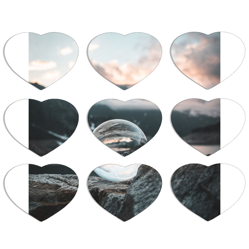 Магнитные фотопазлы Сердце 50 на 50 набор 9 штук 