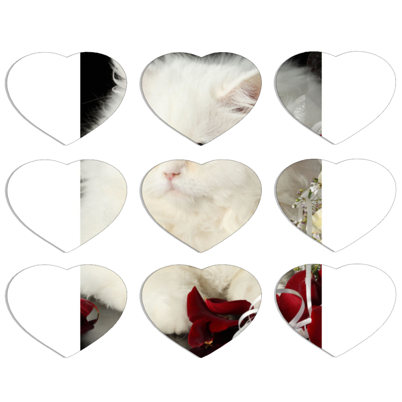 Магнитные фотопазлы Сердце 50 на 50 набор 9 штук Fluffy Cat