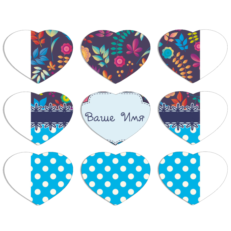 Магнитные фотопазлы Сердце 50 на 50 набор 9 штук 