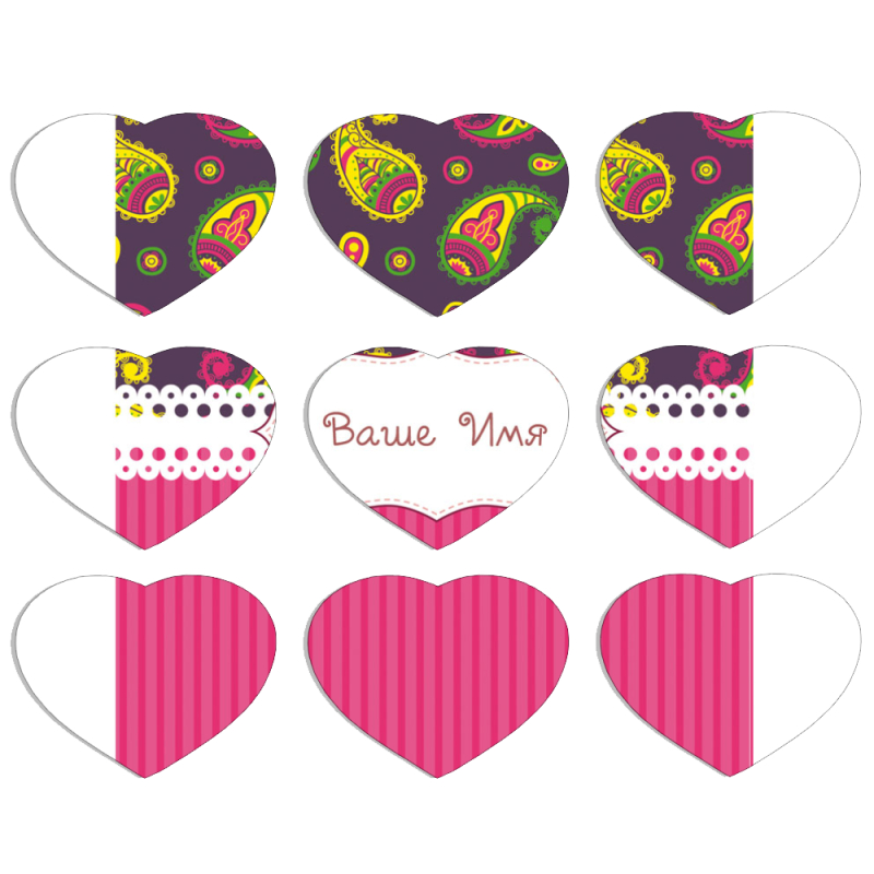 Магнитные фотопазлы Сердце 50 на 50 набор 9 штук 