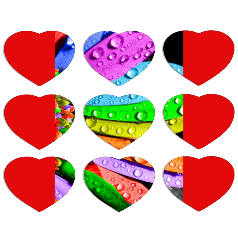 Магнитные фотопазлы Сердце 50 на 50 набор 9 штук Colored Chamomile