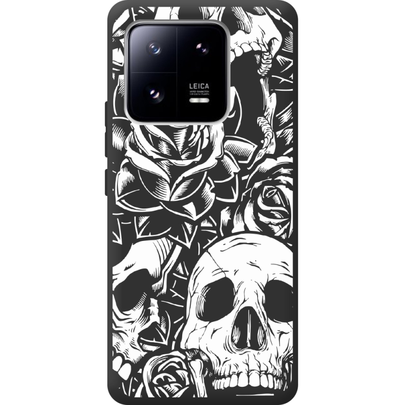 Черный чехол BoxFace Xiaomi 13 Pro Skull and Roses