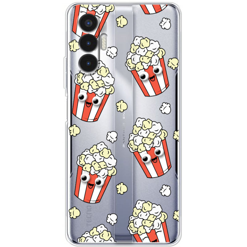 Прозрачный чехол BoxFace Tecno POVA 3 с 3D-глазками Popcorn