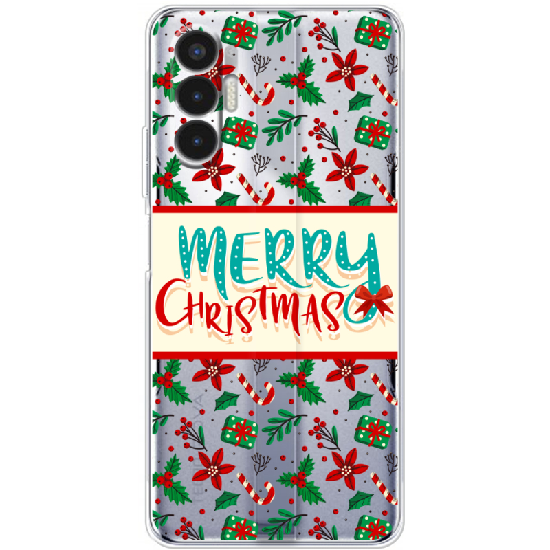 Прозрачный чехол BoxFace Tecno POVA 3 Vintage Christmas Pattern
