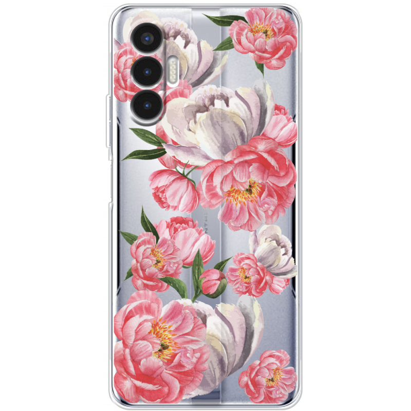 Прозрачный чехол BoxFace Tecno POVA 3 Peony Watercolor Style