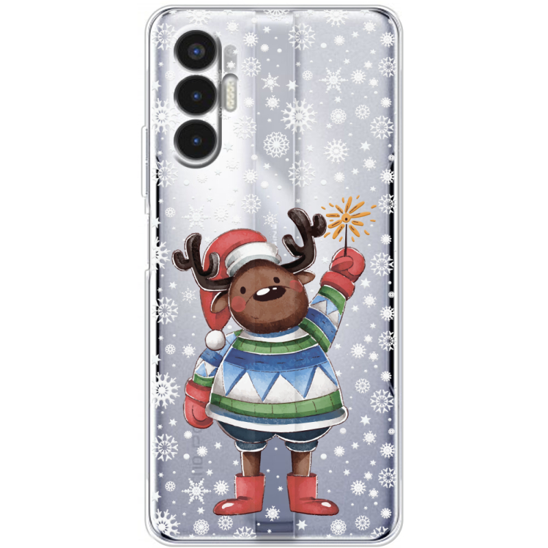 Прозрачный чехол BoxFace Tecno POVA 3 Christmas Deer with Snow