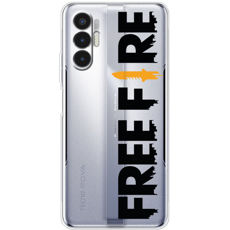 Прозрачный чехол BoxFace Tecno POVA 3 Free Fire Black Logo