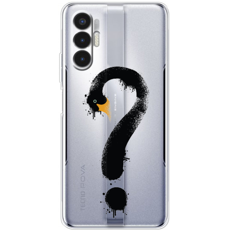 Прозрачный чехол BoxFace Tecno POVA 3 Swan question