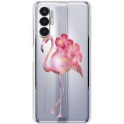 Прозрачный чехол BoxFace Tecno POVA 3 Floral Flamingo