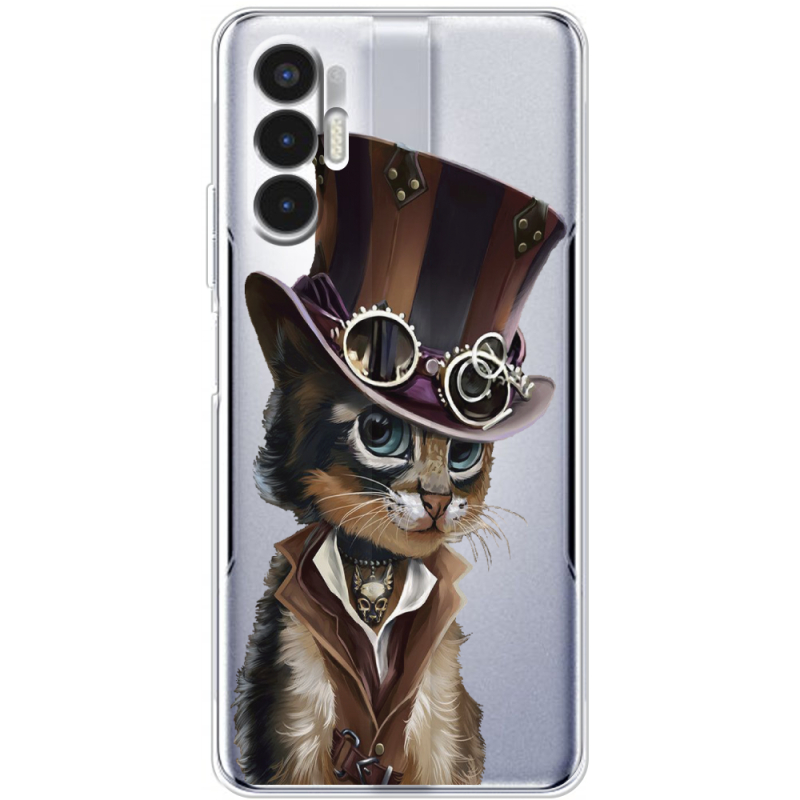 Прозрачный чехол BoxFace Tecno POVA 3 Steampunk Cat