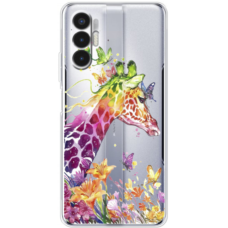 Прозрачный чехол BoxFace Tecno POVA 3 Colorful Giraffe