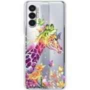 Прозрачный чехол BoxFace Tecno POVA 3 Colorful Giraffe