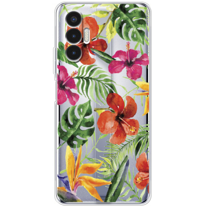 Прозрачный чехол BoxFace Tecno POVA 3 Tropical Flowers