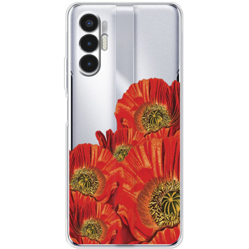 Прозрачный чехол BoxFace Tecno POVA 3 Red Poppies