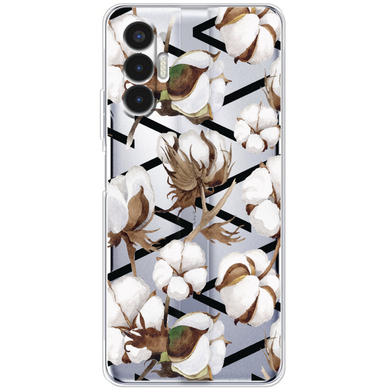 Прозрачный чехол BoxFace Tecno POVA 3 Cotton flowers