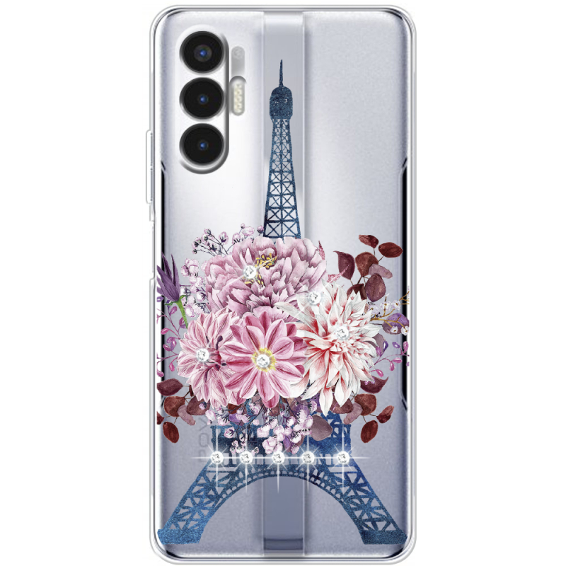 Чехол со стразами BoxFace Tecno POVA 3 Eiffel Tower