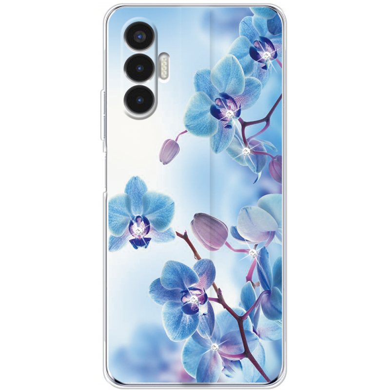 Чехол со стразами BoxFace Tecno POVA 3 Orchids