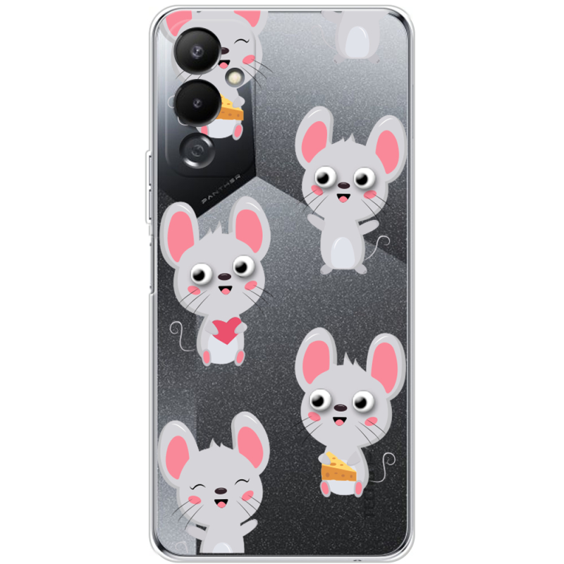 Прозрачный чехол BoxFace Tecno POVA 4 с 3D-глазками Mouse