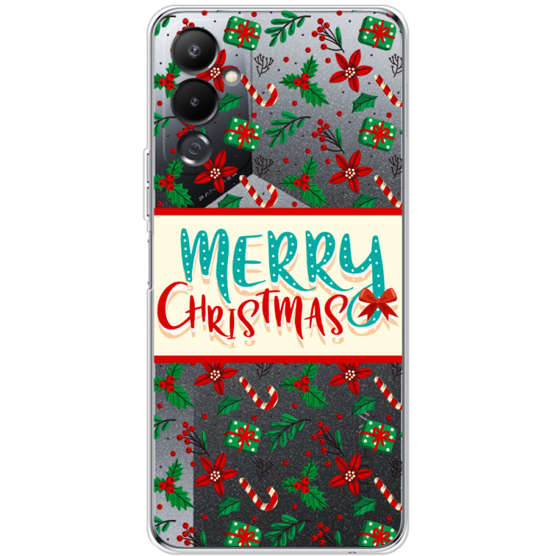 Прозрачный чехол BoxFace Tecno POVA 4 Vintage Christmas Pattern
