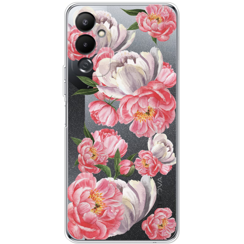 Прозрачный чехол BoxFace Tecno POVA 4 Peony Watercolor Style