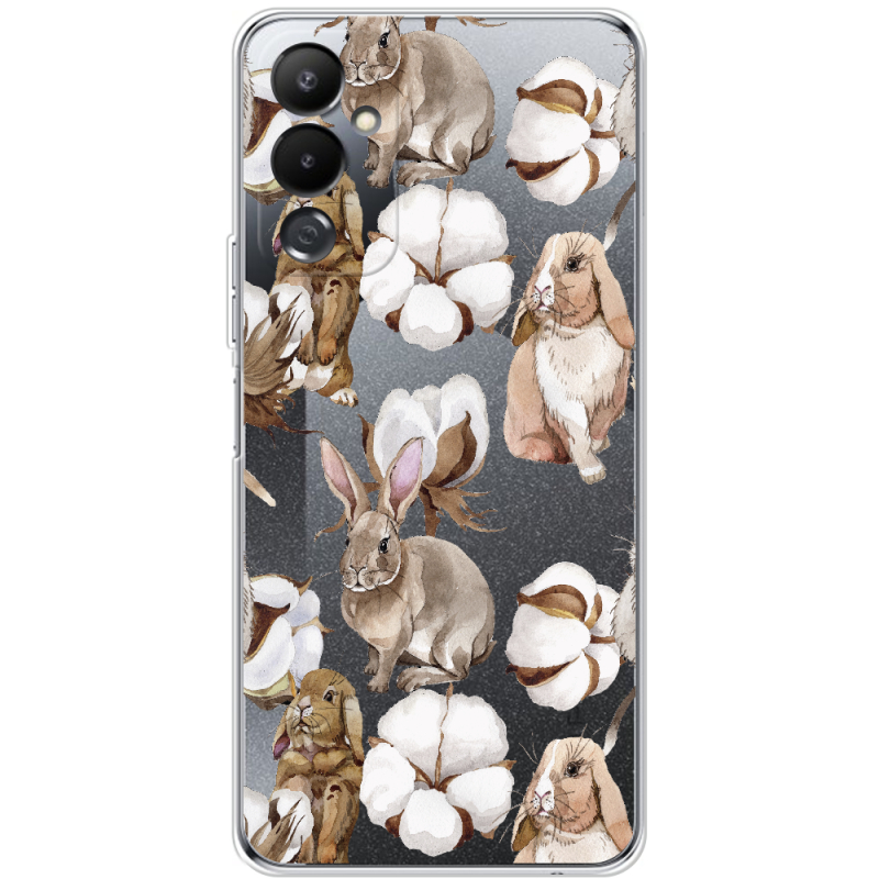 Прозрачный чехол BoxFace Tecno POVA 4 Cotton and Rabbits