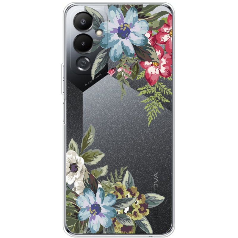 Прозрачный чехол BoxFace Tecno POVA 4 Floral