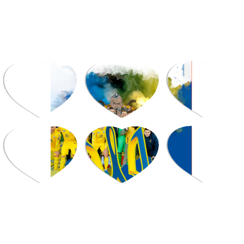 Магнитные фотопазлы Сердце 50 на 50 набор 6 штук Ukraine national team