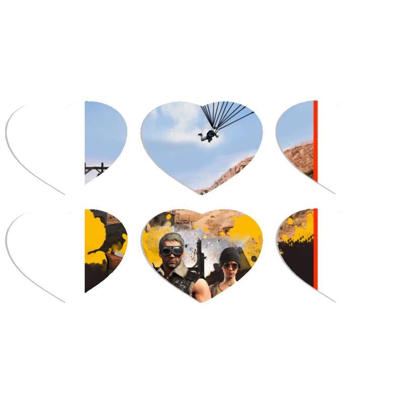 Магнитные фотопазлы Сердце 50 на 50 набор 6 штук Pubg parachute