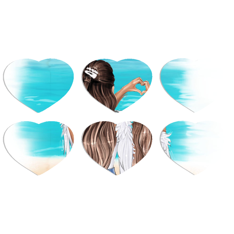 Магнитные фотопазлы Сердце 50 на 50 набор 6 штук Family Vacation