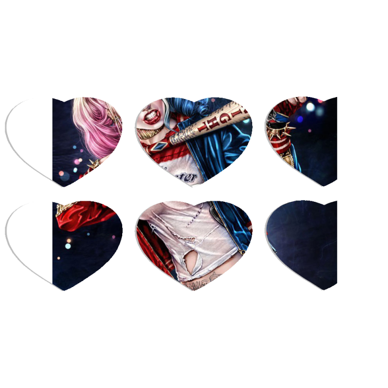 Магнитные фотопазлы Сердце 50 на 50 набор 6 штук Harley Quinn