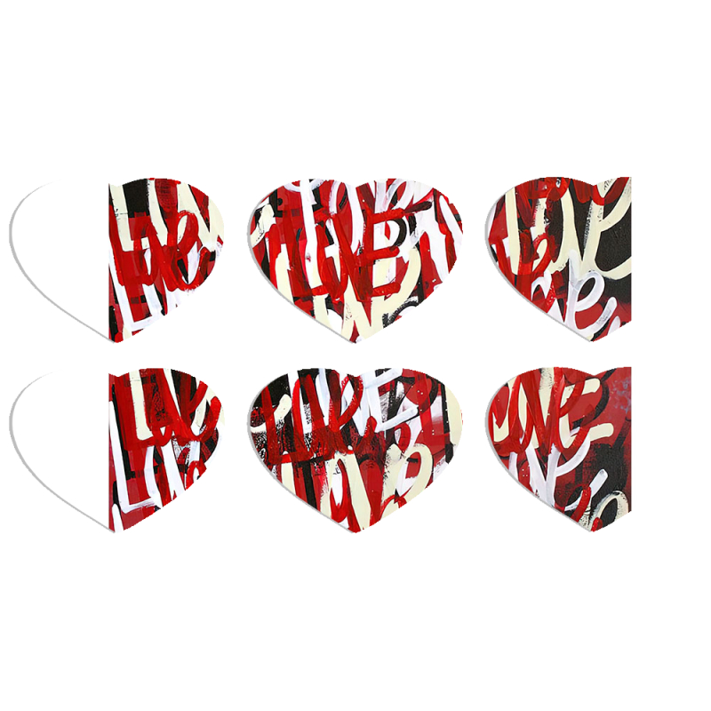 Магнитные фотопазлы Сердце 50 на 50 набор 6 штук Love Graffiti