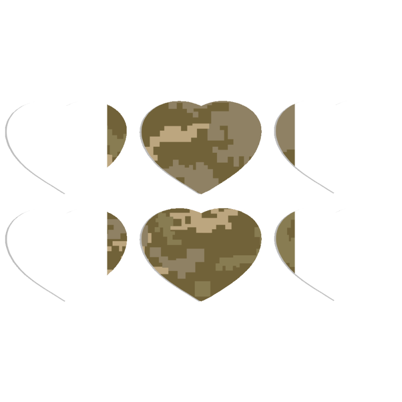 Магнитные фотопазлы Сердце 50 на 50 набор 6 штук Камуфляж ЗСУ
