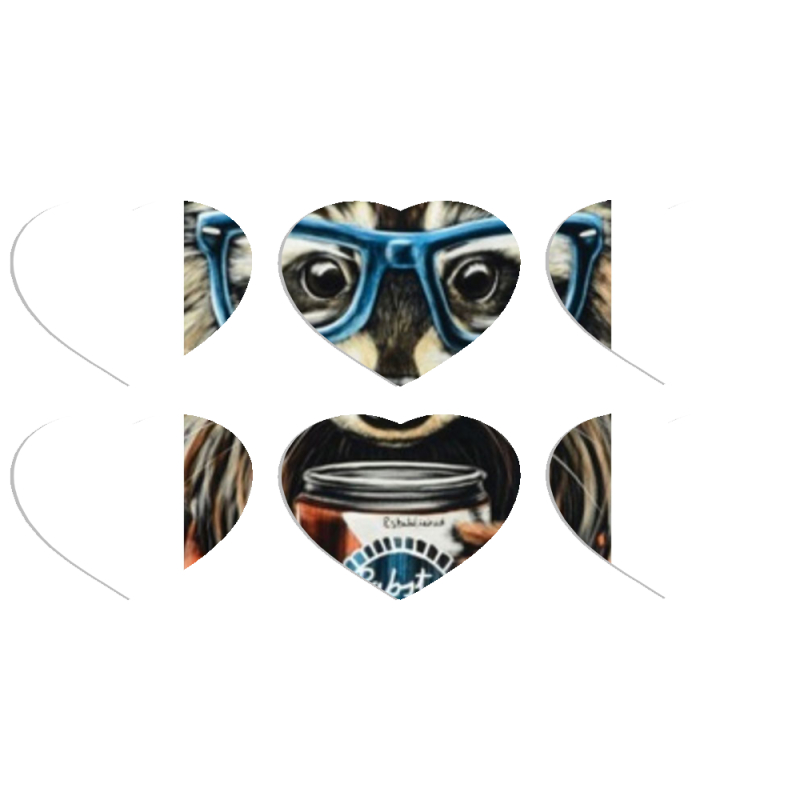 Магнитные фотопазлы Сердце 50 на 50 набор 6 штук Енот с банкой