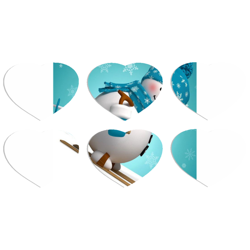 Магнитные фотопазлы Сердце 50 на 50 набор 6 штук Skier Snowman