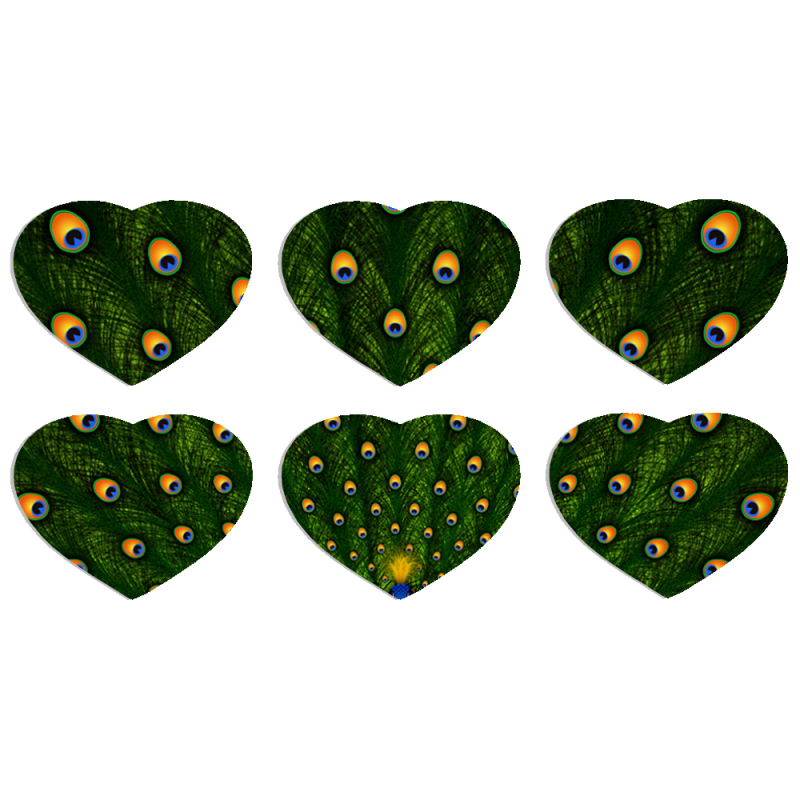 Магнитные фотопазлы Сердце 50 на 50 набор 6 штук Peacocks Tail