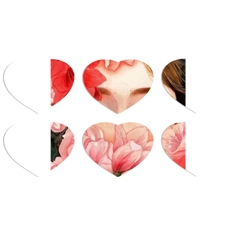 Магнитные фотопазлы Сердце 50 на 50 набор 6 штук Girl in Flowers