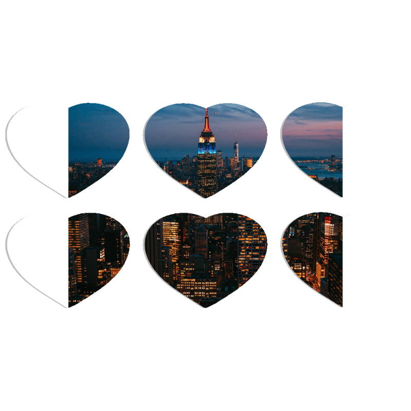 Магнитные фотопазлы Сердце 50 на 50 набор 6 штук 