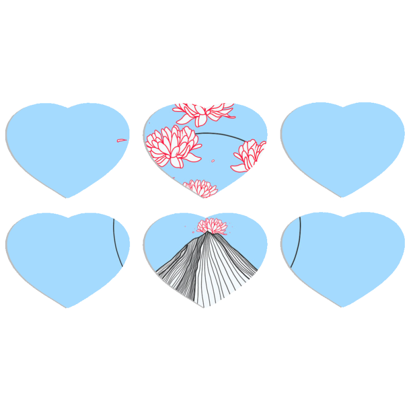 Магнитные фотопазлы Сердце 50 на 50 набор 6 штук 