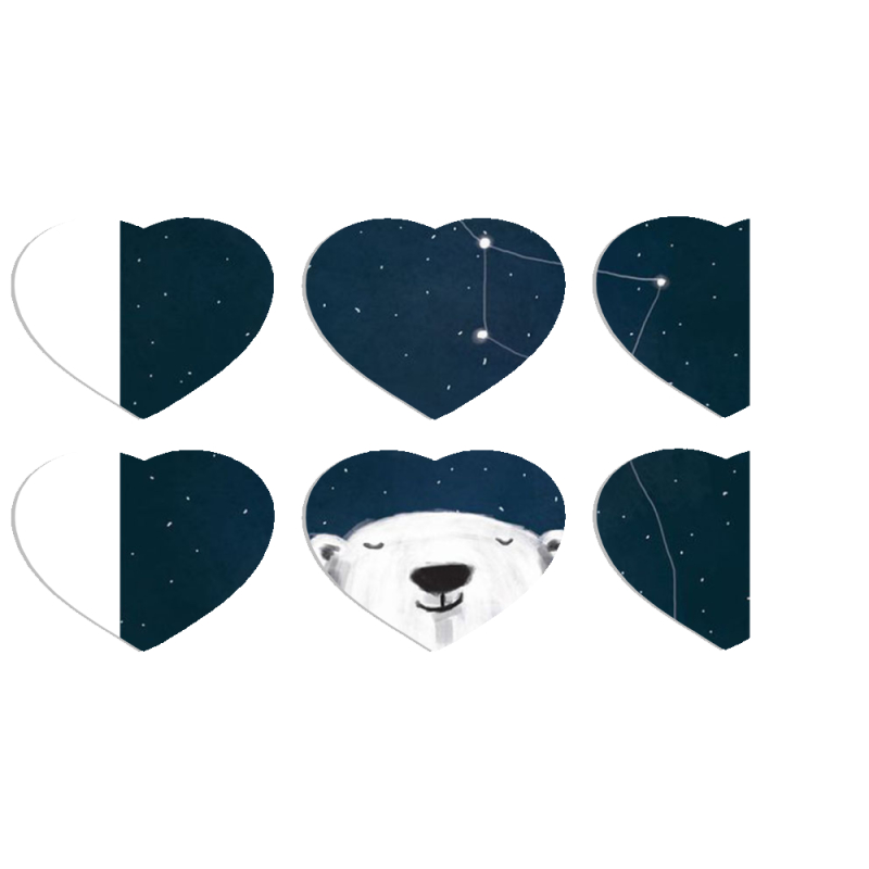 Магнитные фотопазлы Сердце 50 на 50 набор 6 штук Ты мой космос