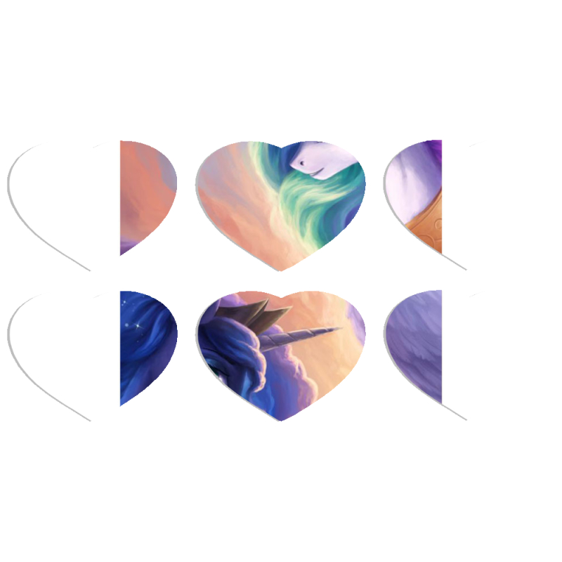 Магнитные фотопазлы Сердце 50 на 50 набор 6 штук My Little Pony Rarity  Princess Luna