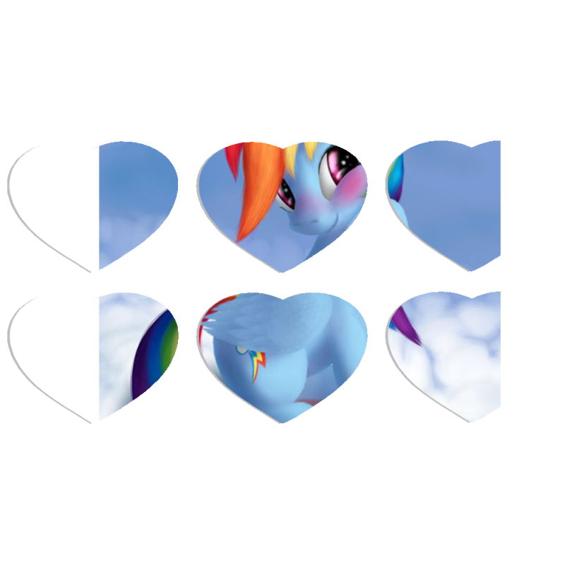 Магнитные фотопазлы Сердце 50 на 50 набор 6 штук My Little Pony Rainbow Dash