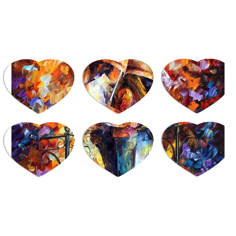Магнитные фотопазлы Сердце 50 на 50 набор 6 штук Kiss Under Umbrella