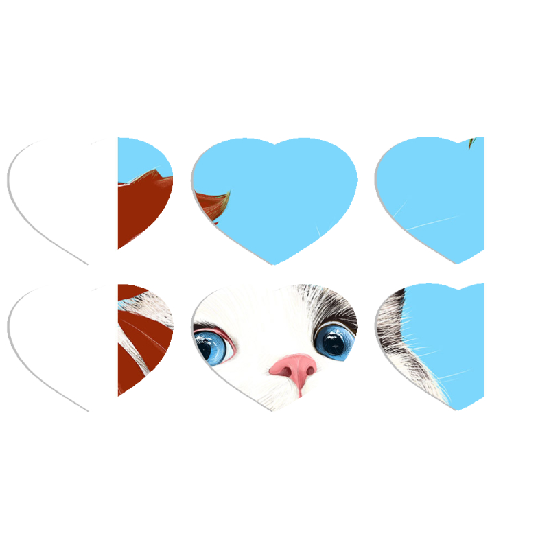 Магнитные фотопазлы Сердце 50 на 50 набор 6 штук Wondering Cat