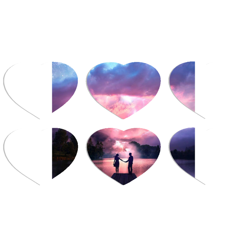 Магнитные фотопазлы Сердце 50 на 50 набор 6 штук 