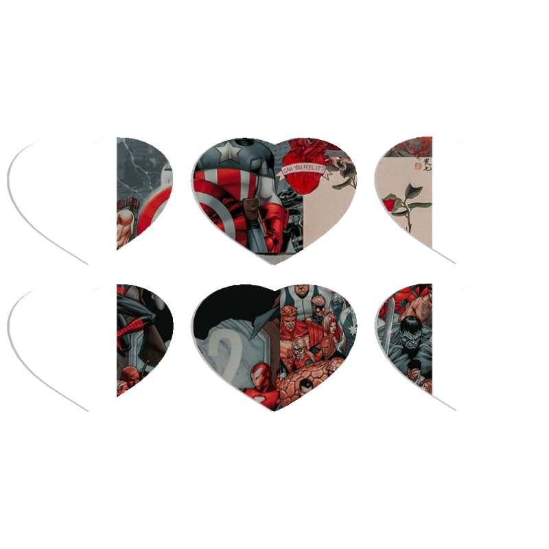 Магнитные фотопазлы Сердце 50 на 50 набор 6 штук Marvel Avengers