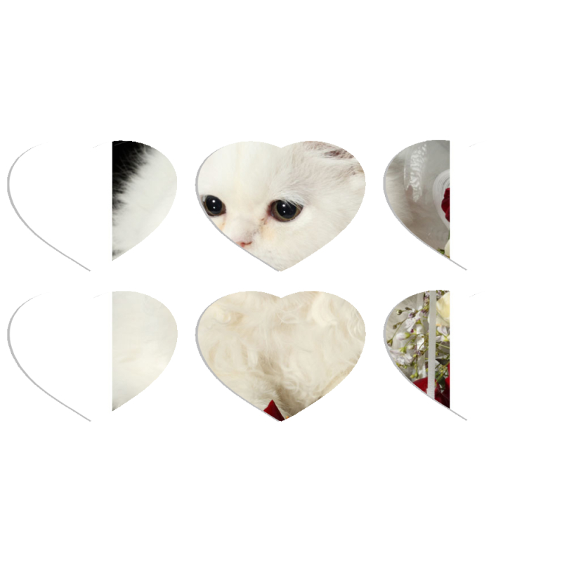 Магнитные фотопазлы Сердце 50 на 50 набор 6 штук Fluffy Cat