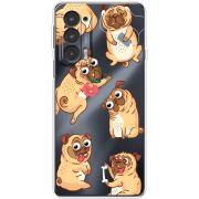 Прозрачный чехол BoxFace Motorola Edge 20 с 3D-глазками Pug