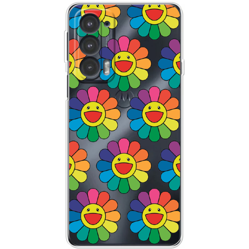 Прозрачный чехол BoxFace Motorola Edge 20 Hippie Flowers