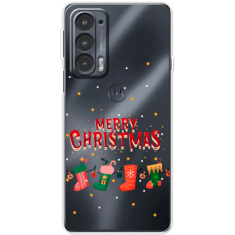 Прозрачный чехол BoxFace Motorola Edge 20 Merry Christmas