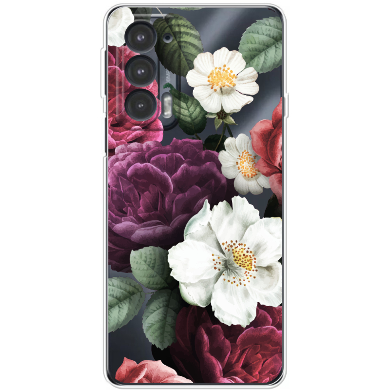 Прозрачный чехол BoxFace Motorola Edge 20 Floral Dark Dreams